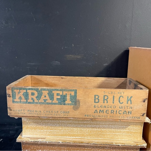 vintage kraft brick cheese wood box - Picture 6 of 9